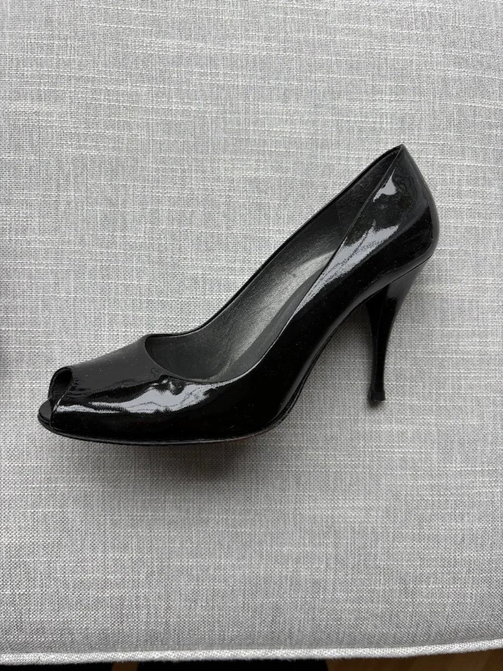 Stuart Weitzman Black Patent Peep Toe Shoes